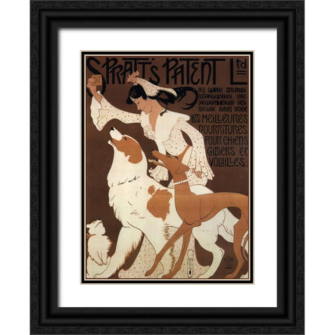 Spratts Dogs Black Ornate Wood Framed Art Print with Double Matting by Vintage Apple Collection