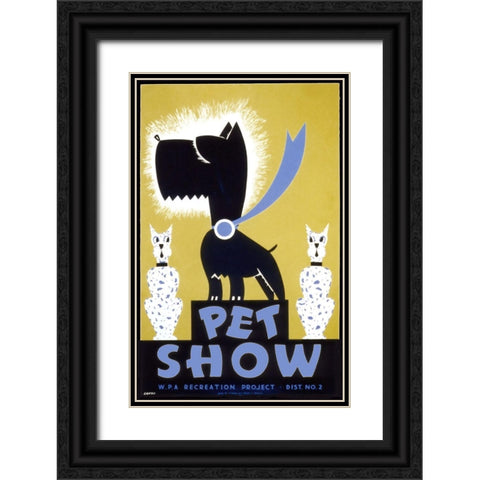Wpa Poster Petshow Scottie Black Ornate Wood Framed Art Print with Double Matting by Vintage Apple Collection