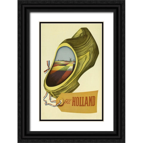 Holland Black Ornate Wood Framed Art Print with Double Matting by Vintage Apple Collection