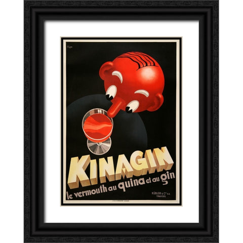 Kinagin Black Ornate Wood Framed Art Print with Double Matting by Vintage Apple Collection