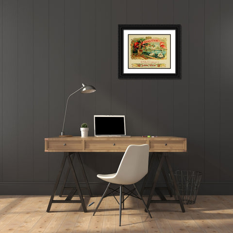 Lakeview Black Ornate Wood Framed Art Print with Double Matting by Vintage Apple Collection