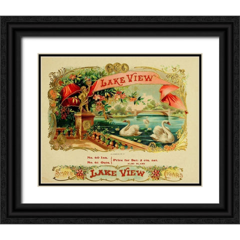 Lakeview Black Ornate Wood Framed Art Print with Double Matting by Vintage Apple Collection