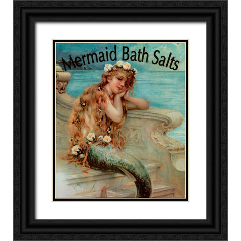 Mermaid Bathsalts Black Ornate Wood Framed Art Print with Double Matting by Vintage Apple Collection