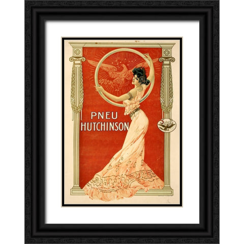 Pneu Hutchinson Black Ornate Wood Framed Art Print with Double Matting by Vintage Apple Collection