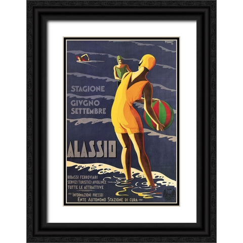 Alassio Black Ornate Wood Framed Art Print with Double Matting by Vintage Apple Collection