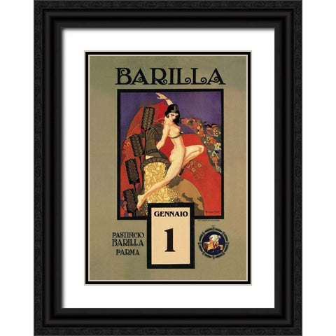 Barilla Black Ornate Wood Framed Art Print with Double Matting by Vintage Apple Collection