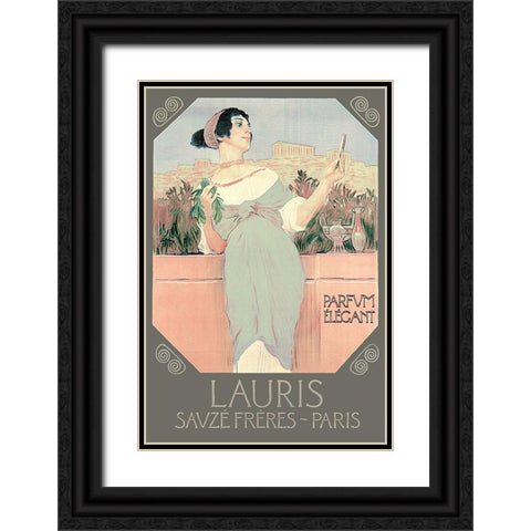 Lauris Black Ornate Wood Framed Art Print with Double Matting by Vintage Apple Collection