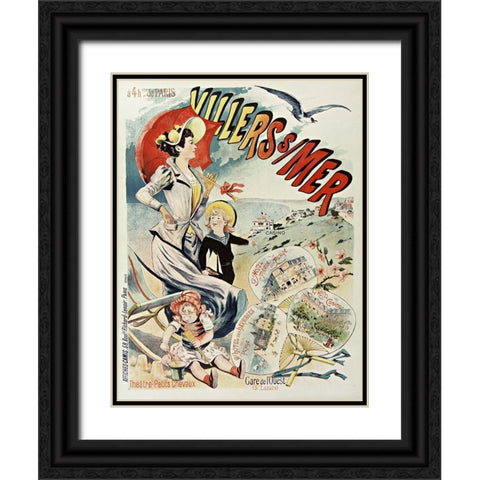 Villers Mer Black Ornate Wood Framed Art Print with Double Matting by Vintage Apple Collection