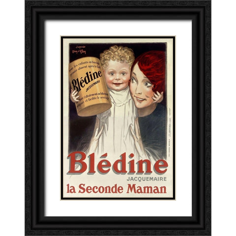 BlÃ©dine Black Ornate Wood Framed Art Print with Double Matting by Vintage Apple Collection