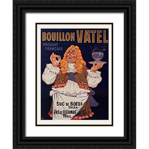 Bouillon Vatel Black Ornate Wood Framed Art Print with Double Matting by Vintage Apple Collection