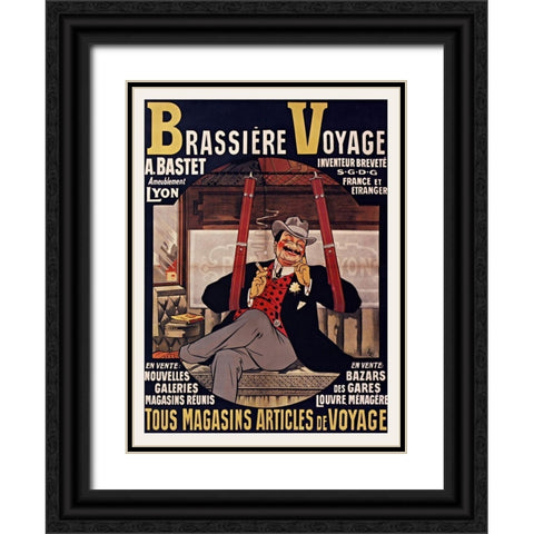 BrassiÃ©re Voyage Black Ornate Wood Framed Art Print with Double Matting by Vintage Apple Collection