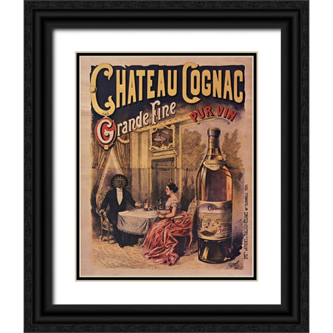 Chateau Cognac Black Ornate Wood Framed Art Print with Double Matting by Vintage Apple Collection