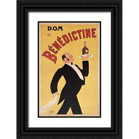 Dom BÃ©nÃ©dictine Black Ornate Wood Framed Art Print with Double Matting by Vintage Apple Collection