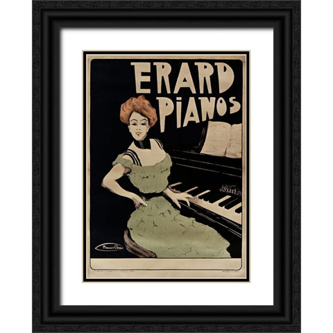 Erard Pianos Black Ornate Wood Framed Art Print with Double Matting by Vintage Apple Collection