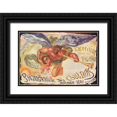 Exposition Salle de Figaro Black Ornate Wood Framed Art Print with Double Matting by Vintage Apple Collection