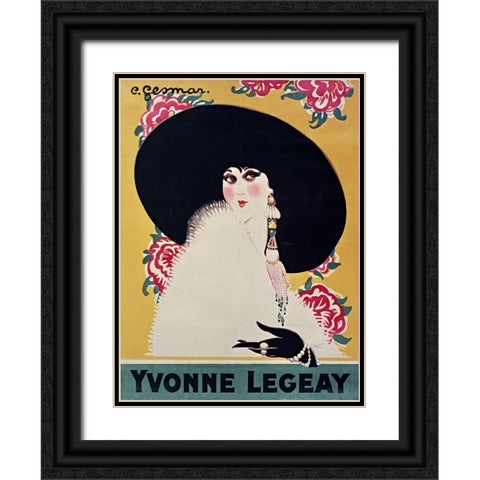 Yvonne Legeay Black Ornate Wood Framed Art Print with Double Matting by Vintage Apple Collection