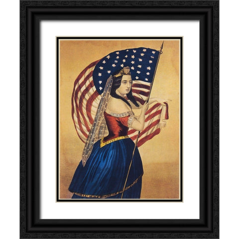 Flag Black Ornate Wood Framed Art Print with Double Matting by Vintage Apple Collection