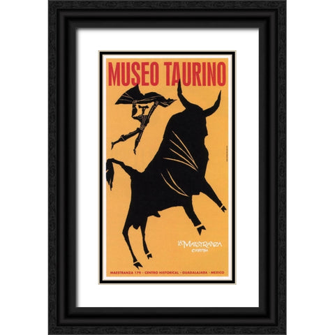 Museo Bull Black Ornate Wood Framed Art Print with Double Matting by Vintage Apple Collection