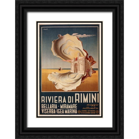 Riviera Rimini Black Ornate Wood Framed Art Print with Double Matting by Vintage Apple Collection