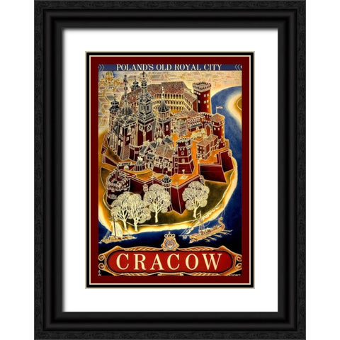 Cracow Black Ornate Wood Framed Art Print with Double Matting by Vintage Apple Collection