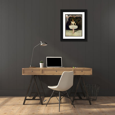 Figaro Illustre Black Ornate Wood Framed Art Print with Double Matting by Vintage Apple Collection