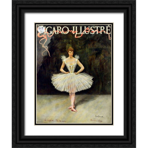 Figaro Illustre Black Ornate Wood Framed Art Print with Double Matting by Vintage Apple Collection