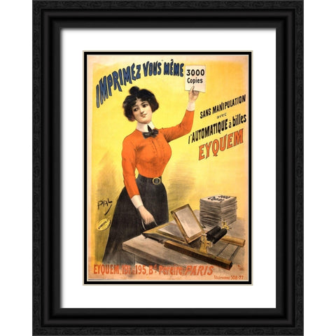 Mimeograph Black Ornate Wood Framed Art Print with Double Matting by Vintage Apple Collection