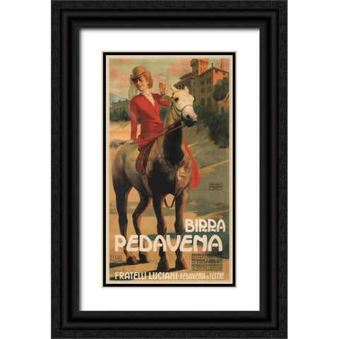 Pedavena Beer Italian Black Ornate Wood Framed Art Print with Double Matting by Vintage Apple Collection