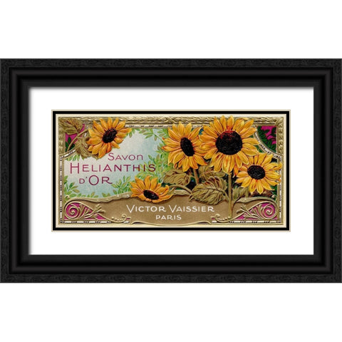 Savon Sunflowers Black Ornate Wood Framed Art Print with Double Matting by Vintage Apple Collection