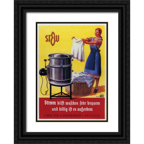 Vintage Swiss Laundry Ad Black Ornate Wood Framed Art Print with Double Matting by Vintage Apple Collection
