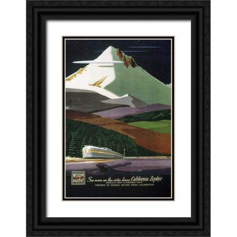 W Pacific Black Ornate Wood Framed Art Print with Double Matting by Vintage Apple Collection