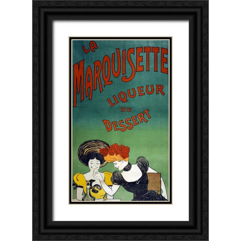 marquisette Black Ornate Wood Framed Art Print with Double Matting by Vintage Apple Collection