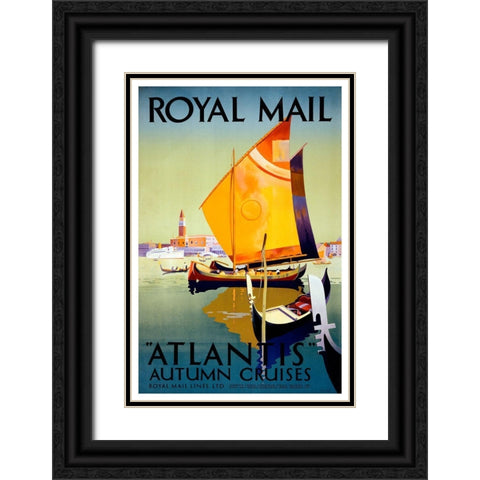 Atlantis Cruises Black Ornate Wood Framed Art Print with Double Matting by Vintage Apple Collection