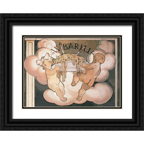 Barilla Pasta Black Ornate Wood Framed Art Print with Double Matting by Vintage Apple Collection