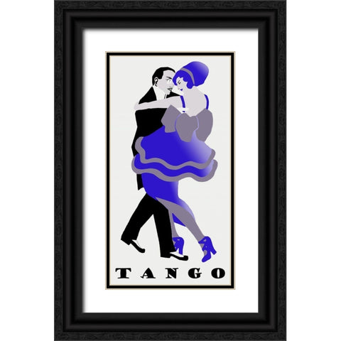Blue Tango Black Ornate Wood Framed Art Print with Double Matting by Vintage Apple Collection