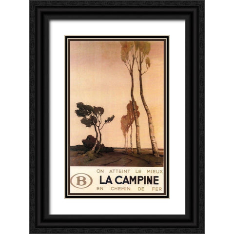 La Campine Black Ornate Wood Framed Art Print with Double Matting by Vintage Apple Collection