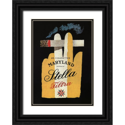 Maryland Stella Cigs Black Ornate Wood Framed Art Print with Double Matting by Vintage Apple Collection