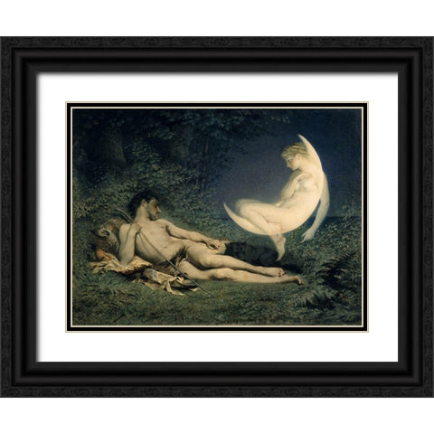 Moon Nymph Black Ornate Wood Framed Art Print with Double Matting by Vintage Apple Collection