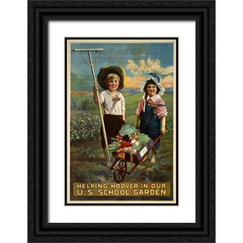 School Garden Black Ornate Wood Framed Art Print with Double Matting by Vintage Apple Collection