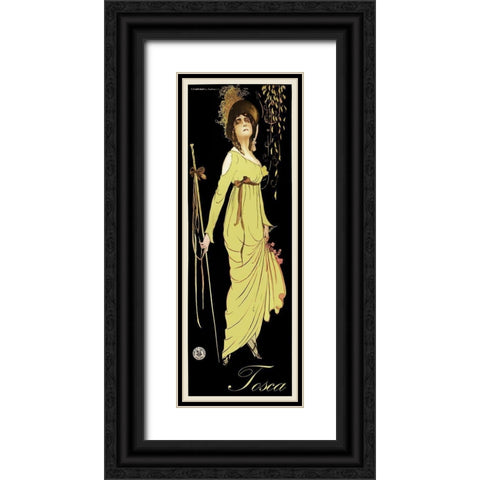 Tosca Archival 1918 Rare Black Ornate Wood Framed Art Print with Double Matting by Vintage Apple Collection