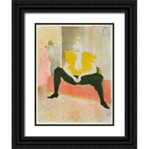 Henri De Toulouse-Lautrec - La Clownesse Assise From Elles Black Ornate Wood Framed Art Print with Double Matting by Vintage Apple Collection
