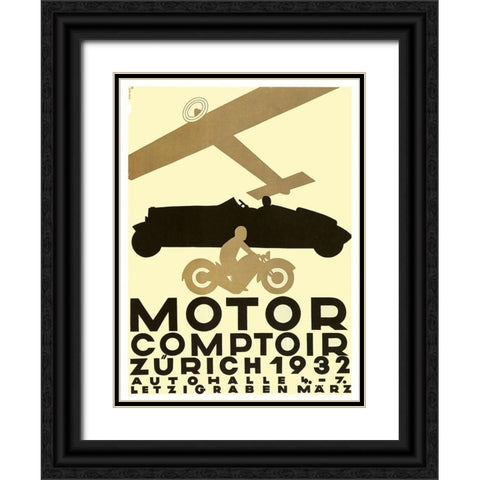 Zurich Cars Black Ornate Wood Framed Art Print with Double Matting by Vintage Apple Collection