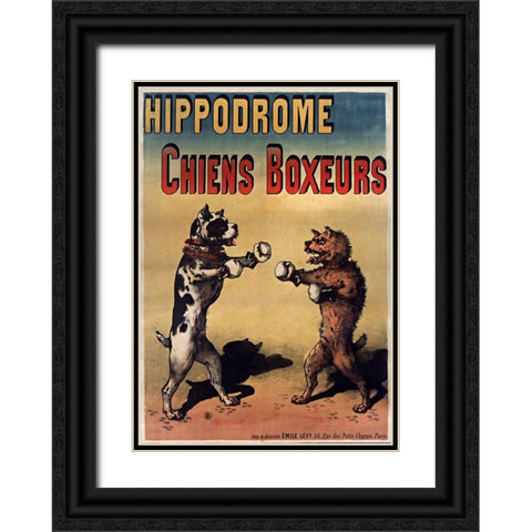 Boxer Dogs Black Ornate Wood Framed Art Print with Double Matting by Vintage Apple Collection