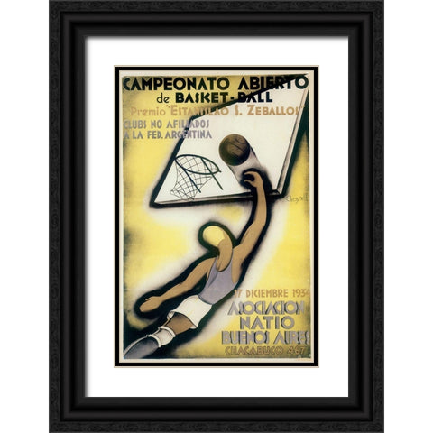Basketball Black Ornate Wood Framed Art Print with Double Matting by Vintage Apple Collection