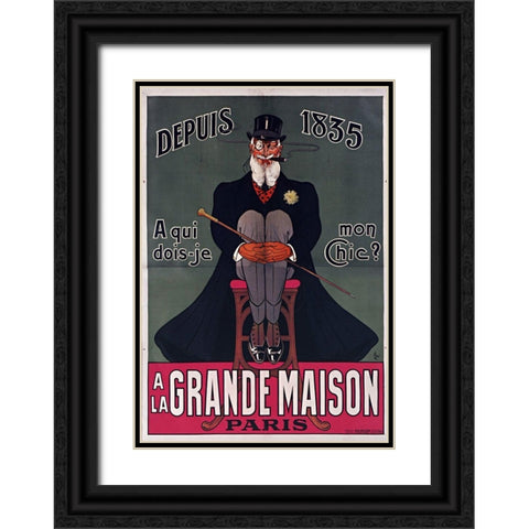 Grand Maison Paris Black Ornate Wood Framed Art Print with Double Matting by Vintage Apple Collection
