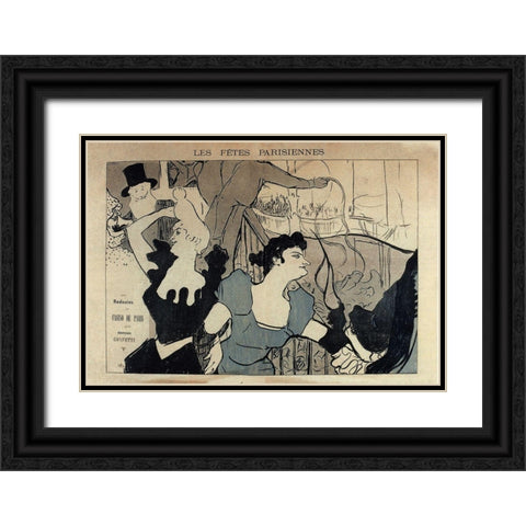Lautrec Les Fetes Parisiennes Black Ornate Wood Framed Art Print with Double Matting by Vintage Apple Collection