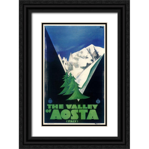 Aosta Italia Black Ornate Wood Framed Art Print with Double Matting by Vintage Apple Collection