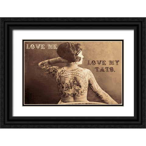 Love Me Black Ornate Wood Framed Art Print with Double Matting by Vintage Apple Collection
