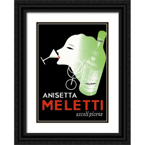 Meletti Anisette Black Ornate Wood Framed Art Print with Double Matting by Vintage Apple Collection