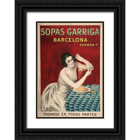 Sopas Garriga Black Ornate Wood Framed Art Print with Double Matting by Vintage Apple Collection